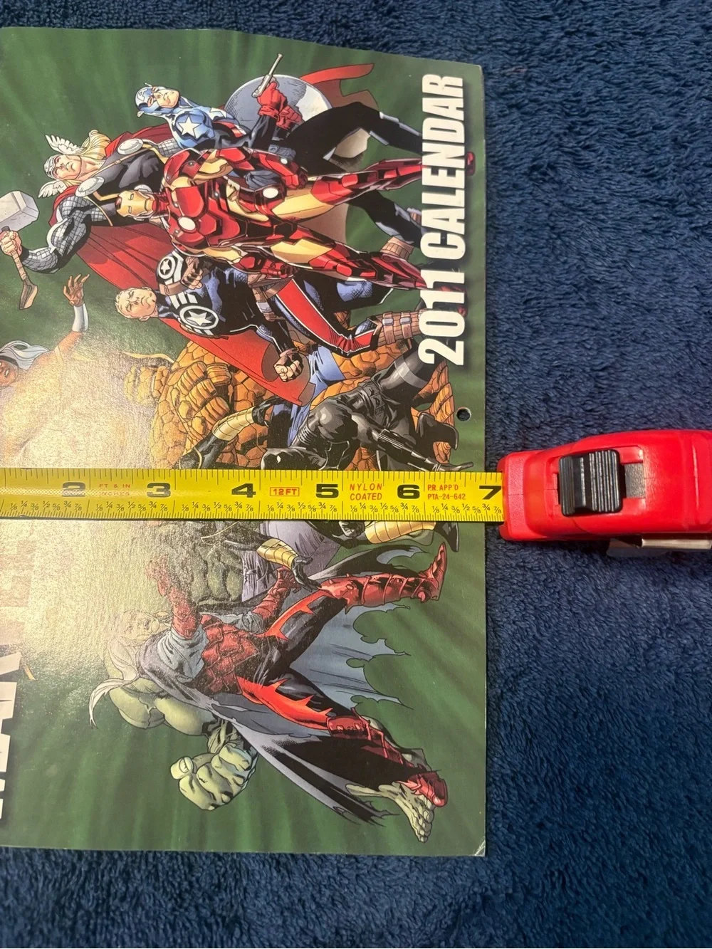 Marvel Calendar with Green, Red, Yellow, Blue Characters